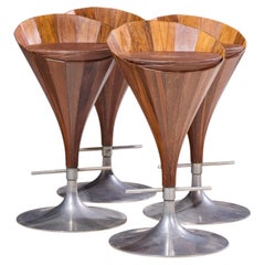 Taburetes de bar «Fountain» de estilo danés de mediados de siglo, diseñados por John Mortensen para Dyrlund: juego de 4