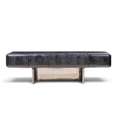 MF Harty pour Stow & Davis : buffet « Tomorrow » de style milieu du siècle, en noyer ébonisé et chrome