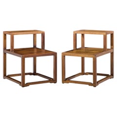 Edward Wormley for Dunbar Mid Century Mahogany Step End Tables - Pair