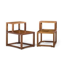 Edward Wormley for Dunbar Mid Century Mahogany Step End Tables - Pair
