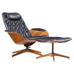 George Mulhauser for Plycraft Mr Chair Mid Century Lounge Chair and Ottoman