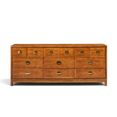 Hickory Manufacturing Mid Century Walnut and Brass Campaign Dresser
