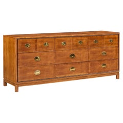 Hickory Manufacturing Mid Century Walnut and Brass Campaign Dresser