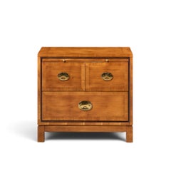Hickory Manufacturing Mid Century Walnut and Brass Campaign Nightstand