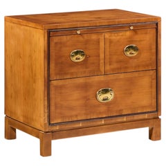 Hickory Manufacturing Mid Century Walnut and Brass Campaign Nightstand
