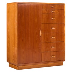 Dyrlund Mid Century Danish Teak Armoire Highboy Dresser