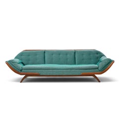 Adrian Pearsall Style Mid Century Walnut Gondola Sofa