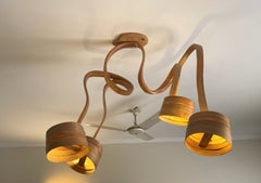 Chandelier, wooden chandelier, lighting piece, Bent Wood Design by Raka Studio