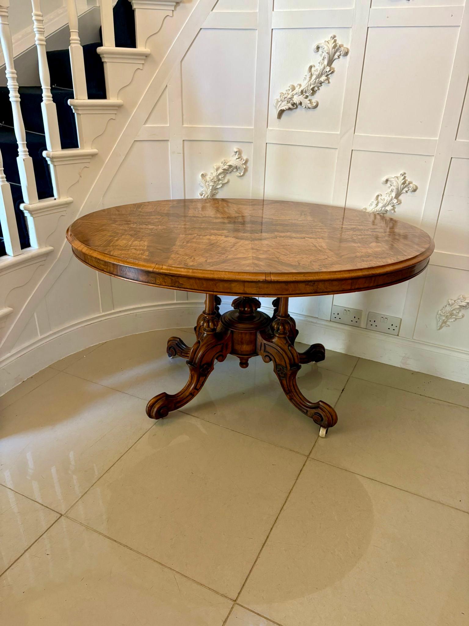 Antique Victorian Quality Burr Walnut Oval Centre/Dining Table For Sale 2