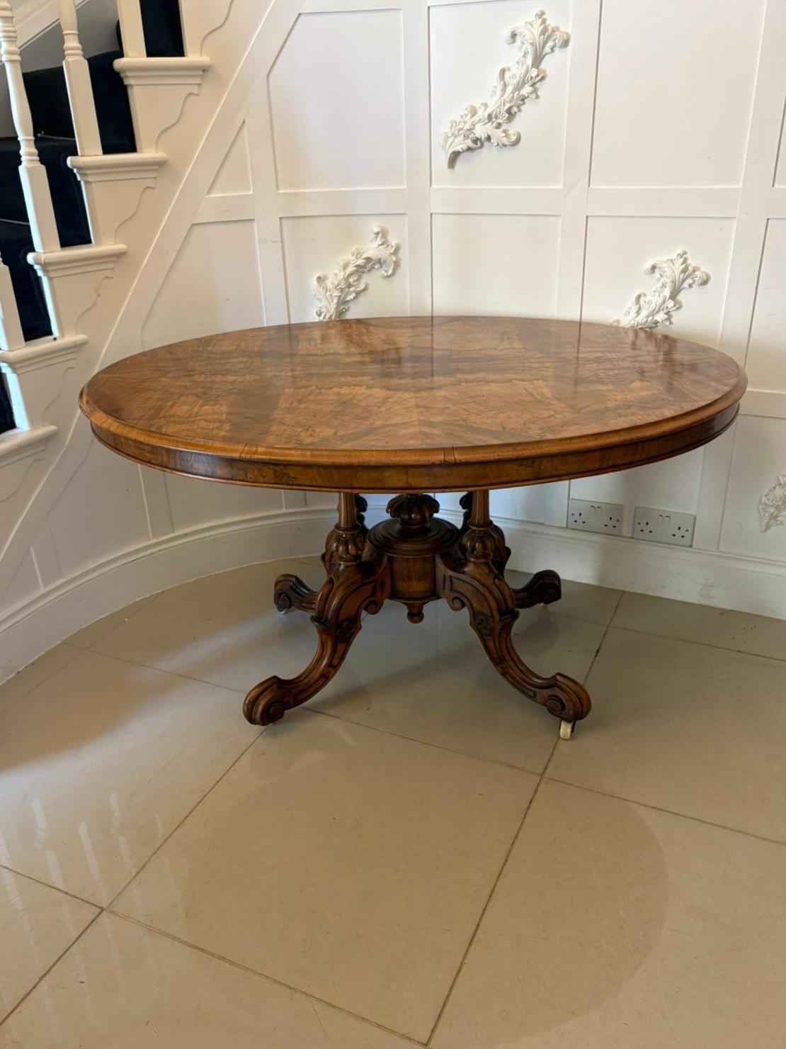 Antique Victorian Quality Burr Walnut Oval Centre/Dining Table For Sale 4