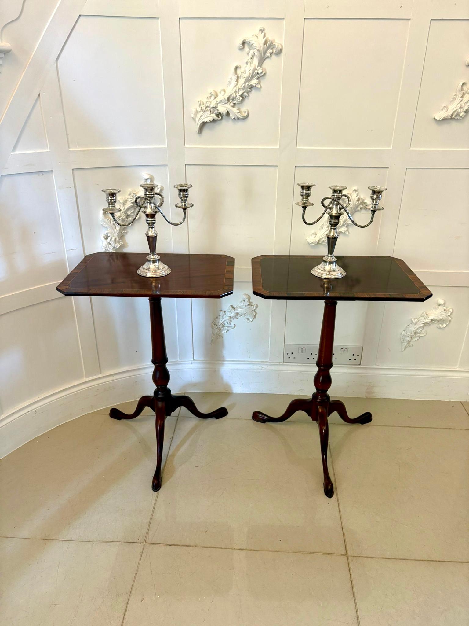 Superb Quality Pair of Antique Figured Mahogany Lamp/Bedside Tables For Sale 1