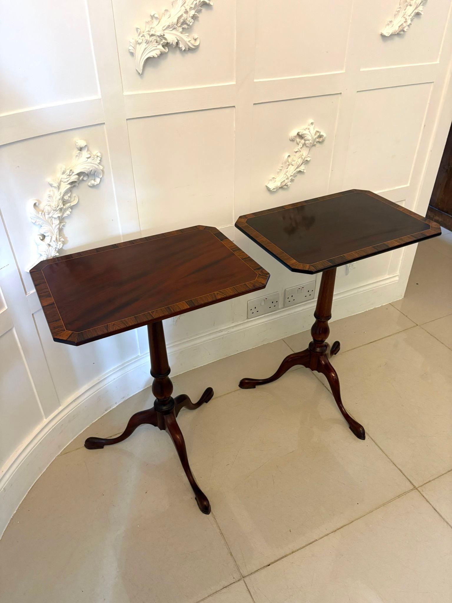 English Superb Quality Pair of Antique Figured Mahogany Lamp/Bedside Tables For Sale