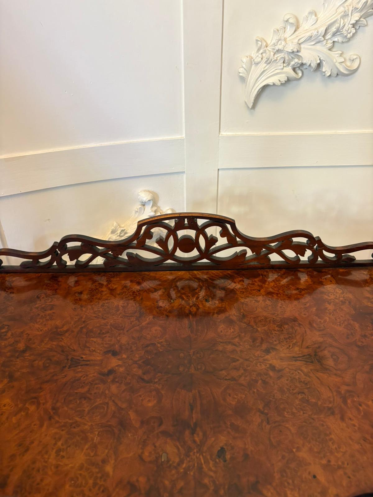 Unusual Pair of Antique Victorian Quality Burr Walnut Whatnots For Sale 6
