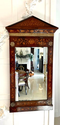 Antique Quality George III Dutch Marquetry Mahogany Inlaid Wall Mirror