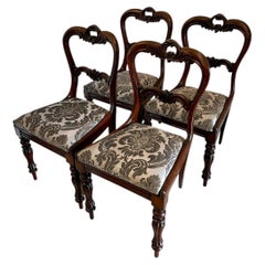 Antique Fine Quality Set of 4 William IV Carved Rosewood Dining Chairs