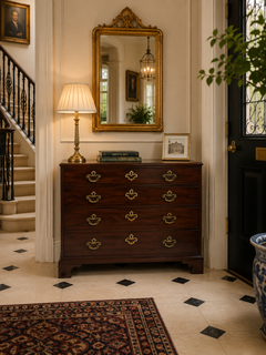 Commode ancienne en acajou de l'époque de George II, avec bureau intégré