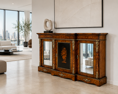 Antique Victorian Burr Walnut Marquetry Cabinet Sideboard