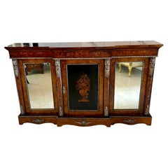 Antique Victorian Burr Walnut Marquetry Cabinet Sideboard