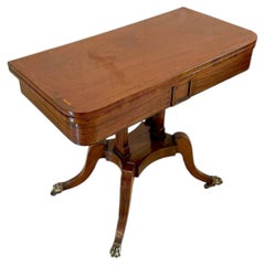 Mesa auxiliar de consola antigua de estilo Regencia, de caoba con incrustaciones, para cartas