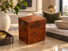 Antique Victorian Amboyna Wood Travelling Tea Caddy