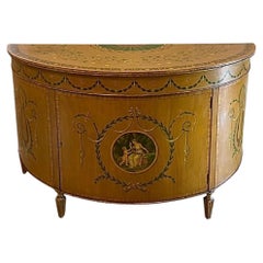 Rare Large Antique Georgian Sheraton Satinwood Hand Painted Cabinet Sideboard