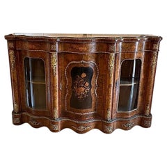 Antique Victorian Exhibition Quality Burr Walnut Marquetry Serpentine Sideboard