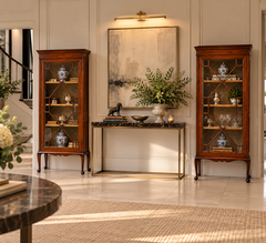 Pair of Antique Edwardian Mahogany Astragal Glazed Display Cabinets