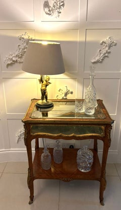 Antique French Napoleon III Satinwood Marquetry Bijouterie Display/Lamp Table