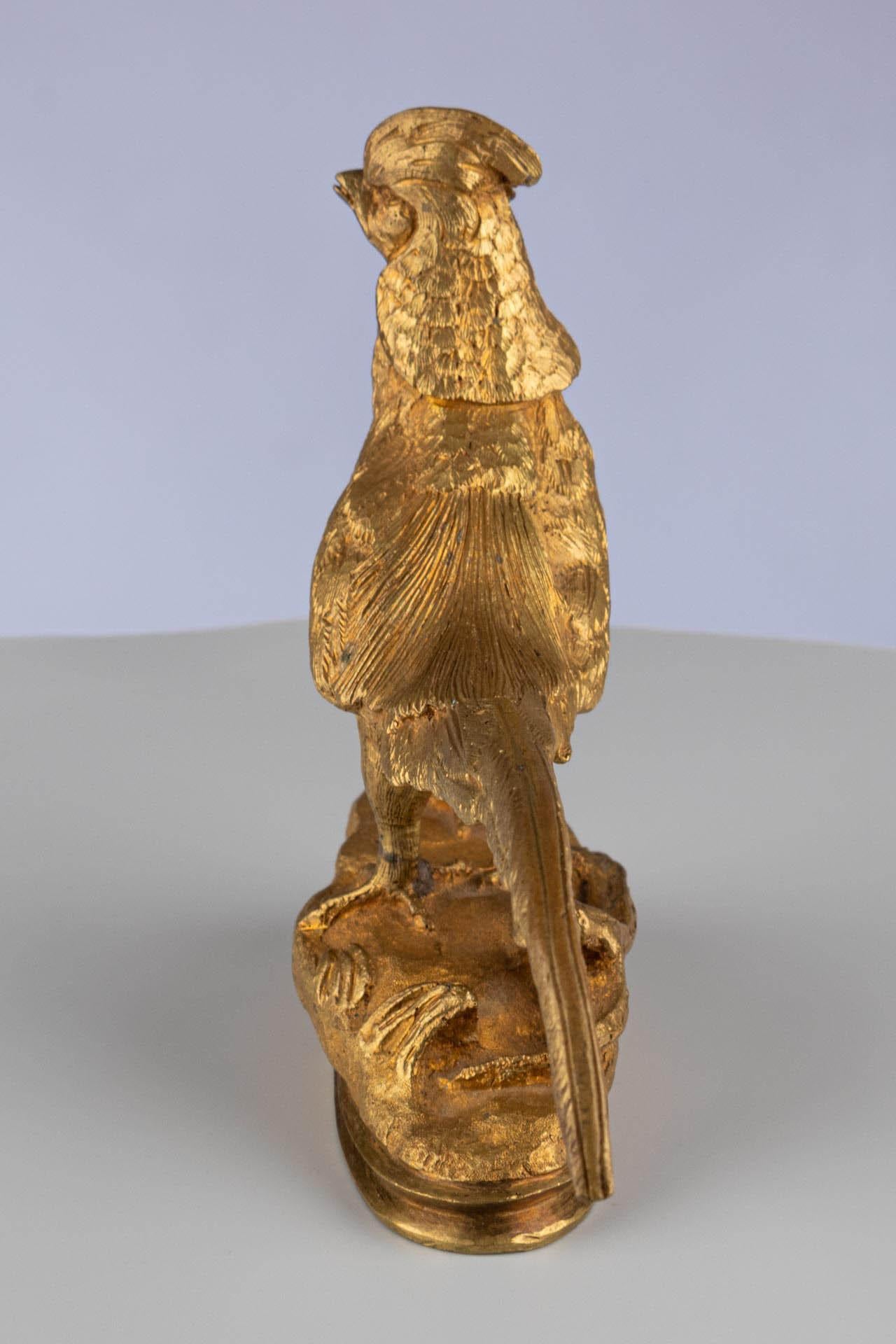 Similoro Scultura di uccello in bronzo dorato Ormolu francese del XIX secolo Fagiano in vendita