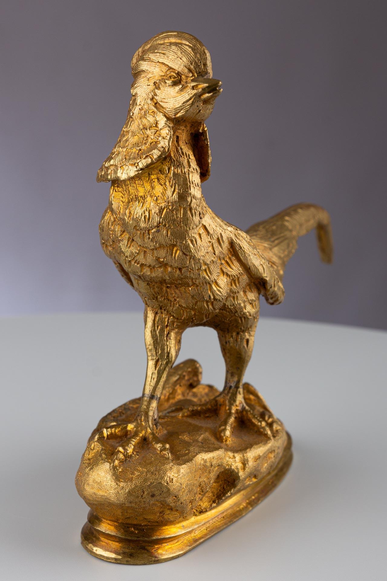 Scultura di uccello in bronzo dorato Ormolu francese del XIX secolo Fagiano in vendita 8