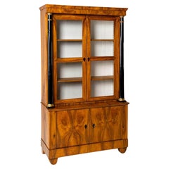 19th Century German Biedermeier Bookcase with Columns, Walnut, circa 1825