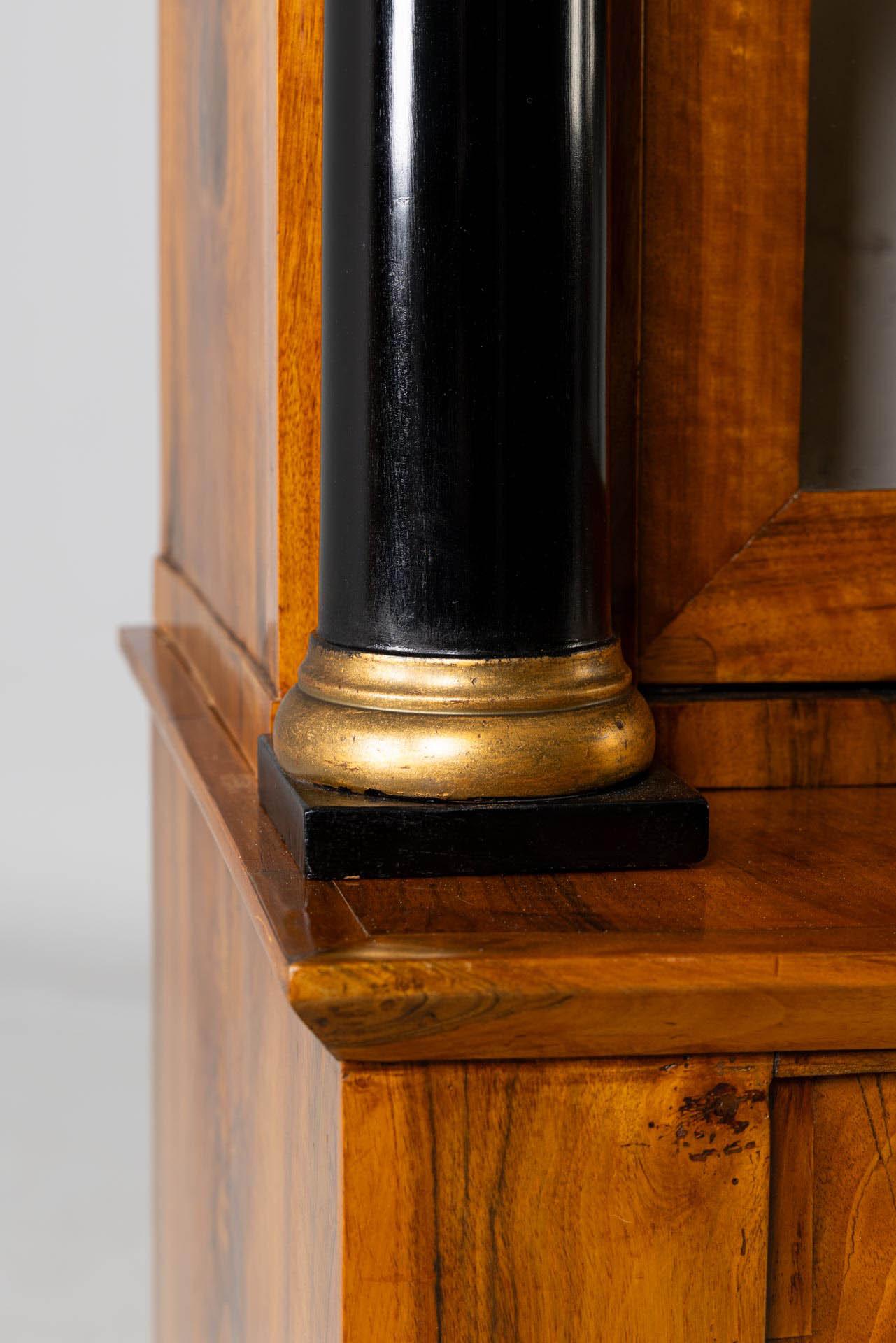 Early 19th Century 19th Century German Biedermeier Bookcase with Columns, Walnut, circa 1825 For Sale