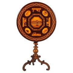Tavolino della metà del XIX secolo con intarsio di Tunbridge, Inghilterra, 1850 circa