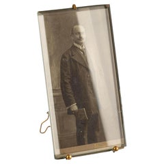 Antique Art Nouveau Gilt Brass Glass Gold Clear Photo Picture Photograph Frame