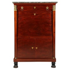 Early 19th Century French Directoire / Empire Secretary with Caryatids, Mahogany