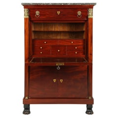 Early 19th Century French Directoire / Empire Secretary with Caryatids, Mahogany