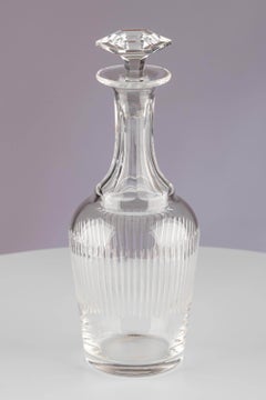 Antique Belle Époque Modernist Faceted Cut Glass Decanter Wine Drinks Bottle