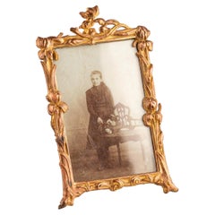 Antique Art Nouveau Iris Flower Gilt Bronze Ormolu Gold Photo Picture Frame