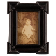 Antique Victorian Carved Ebonised Wood Metal Easel Photograph Picture Frame