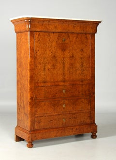 Mid 19th Century French Louis-Philippe Secretaire a abbattant, Ash Burl, c. 1840