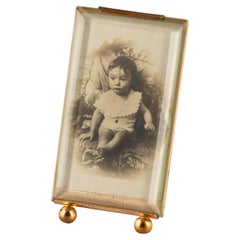 Antique French Belle Époque Gilt Brass Glass Gold Photo Picture Photograph Frame