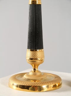 Pair of 19th Century French Gilt and Patinated Empire Candlesticks
