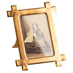 Antique Victorian Gilt Gold Pressed Brass Photo Photograph Picture Easel Frame