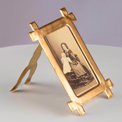 Antique Victorian Gilt Gold Pressed Brass Photo Photograph Picture Easel Frame