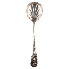 German 835 Silver Hildesheimer Rose Sugar Fruit Scalloped Cutlery Spoon