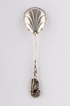 German 835 Silver Hildesheimer Rose Sugar Fruit Scalloped Cutlery Spoon