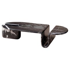 DOOQ Coffee or Center Table Carved from Solid Black & White Marble Bonnie& Clyde
