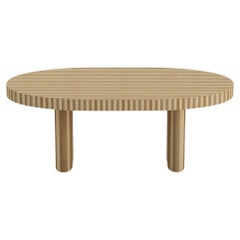 DOOQ Nusa Oval Dining Table Organic Modern in Natural Wood Marquetery