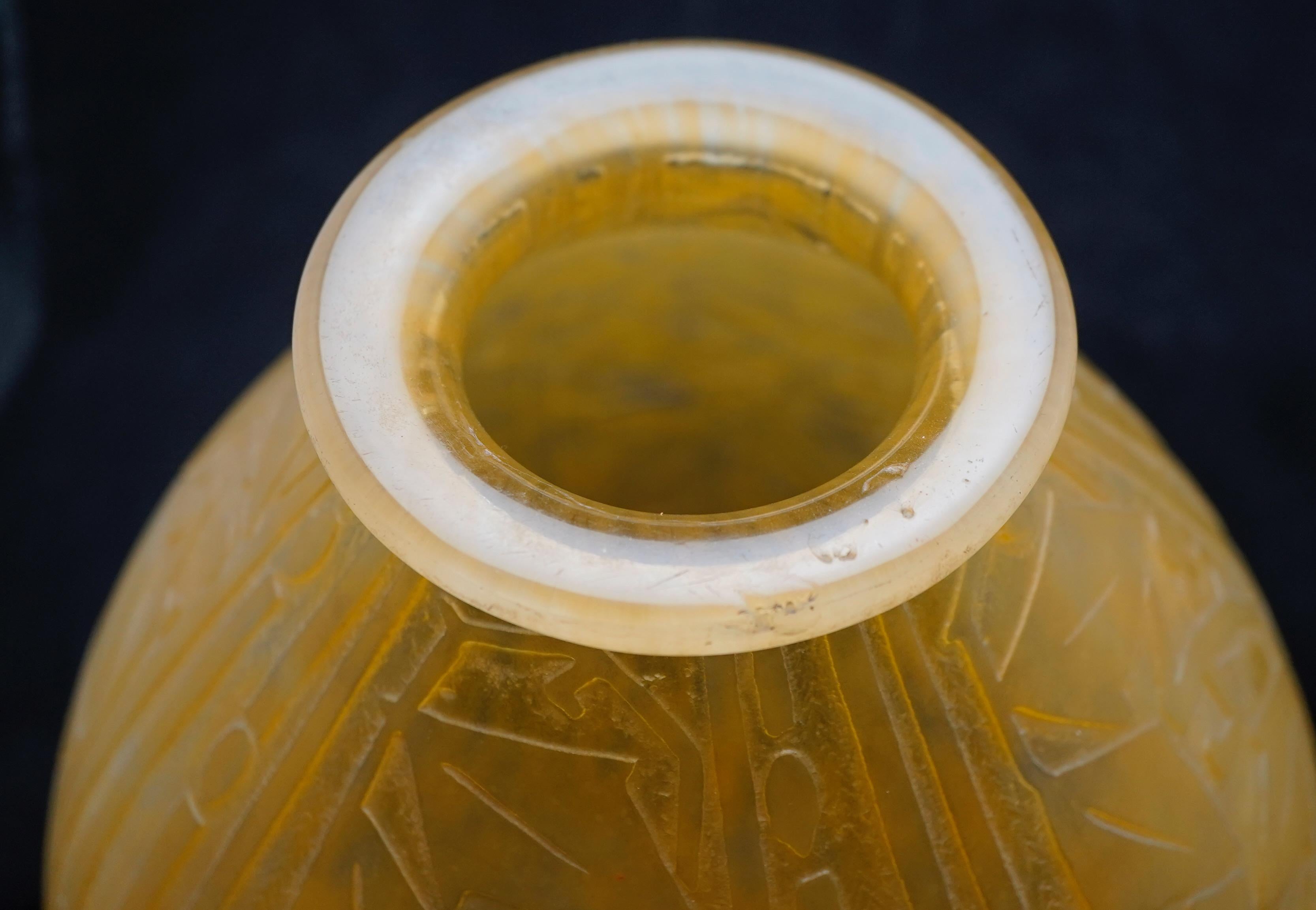 Early 20th Century Daum Art Deco Deep Decoration  Large Vase. For Sale