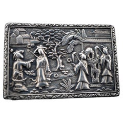 Tabacchiera d’argento cinese per l’esportazione, opera di Cutshing, 1850 circa.